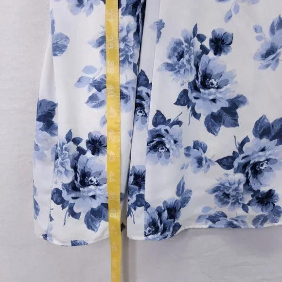 Abercrombie & Fitch Dress Size Small Blue Floral Corset Seamed Midi Slit - Picture 6 of 14